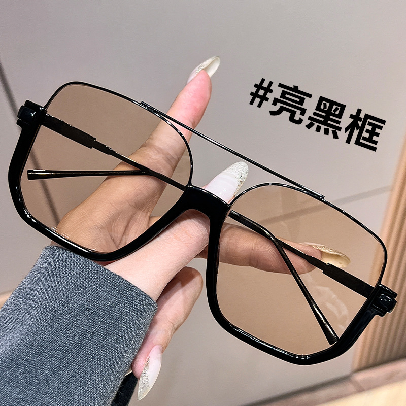 6618复古茶色大框墨镜女网红方形大脸显瘦素颜眼镜防紫外线太阳镜
