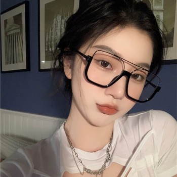6618复古茶色大框墨镜女网红方形大脸显瘦素颜眼镜防紫外线太阳镜