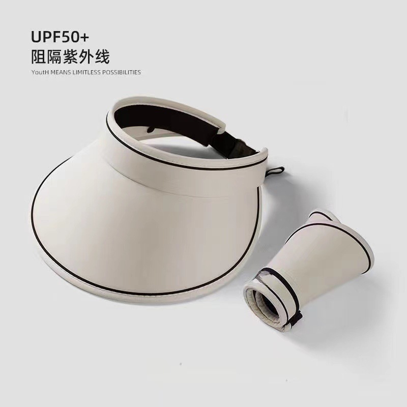 夏季大帽檐UPF50+骑车防紫外线空顶防晒帽女uv太阳帽子遮阳帽遮脸