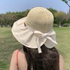 夏季新款渔夫帽大檐蝴蝶结沙滩帽子透气防晒遮阳出游太阳帽女帽