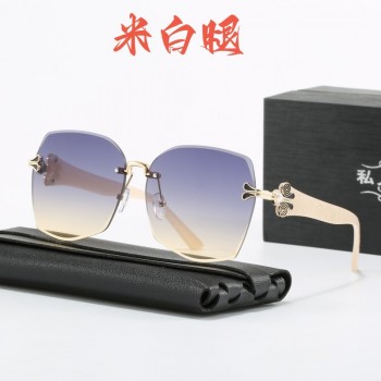 2026新款无框墨镜女款高级感太阳眼镜女士防紫外线方圆脸大脸显瘦