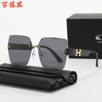 墨镜女抖音同款时尚开车无框太阳镜大脸显瘦韩版潮2025年新款眼镜