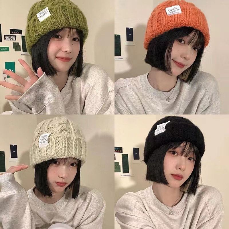 毛线帽子女秋冬韩版潮网红保暖针织帽大头围韩国时尚纯色显脸小冬