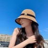 夏季针织镂空透气渔夫帽子女百搭休闲户外遮阳防晒帽薄款水桶盆帽