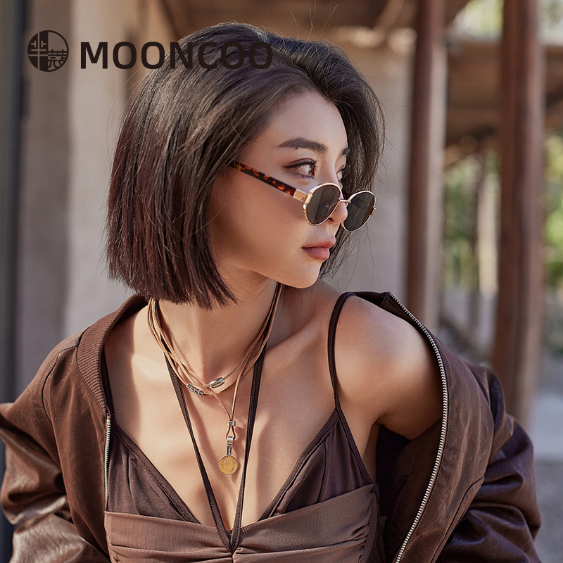 芈蔻新款板材墨镜金属椭圆复古猫眼太阳镜女士高级感尼龙大牌眼镜