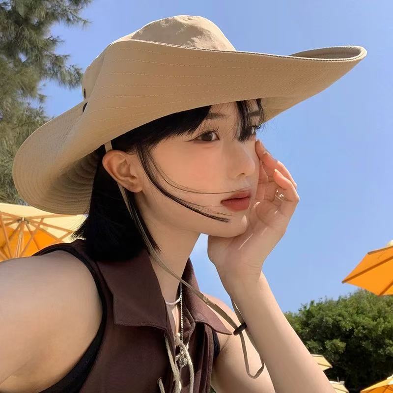 西部牛仔帽子女夏季大檐露营渔夫帽防晒遮阳户外爬山登山徒步帽男