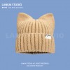 女秋冬包头针织帽可爱日系猫耳朵帽保暖护耳针织毛线帽百搭卷边帽