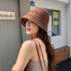 日系纯色针织镂空渔夫帽子女春夏季2025新款透气遮阳防晒帽子盆帽