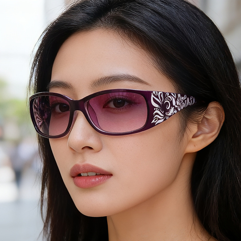 网红新款镭射镶钻太阳镜女防紫外线渐变粉紫太阳眼镜百搭妈妈墨镜