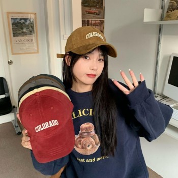 帽子女弯檐百搭简约刺绣显脸小鸭舌帽潮软顶棒球男女批发大帽檐