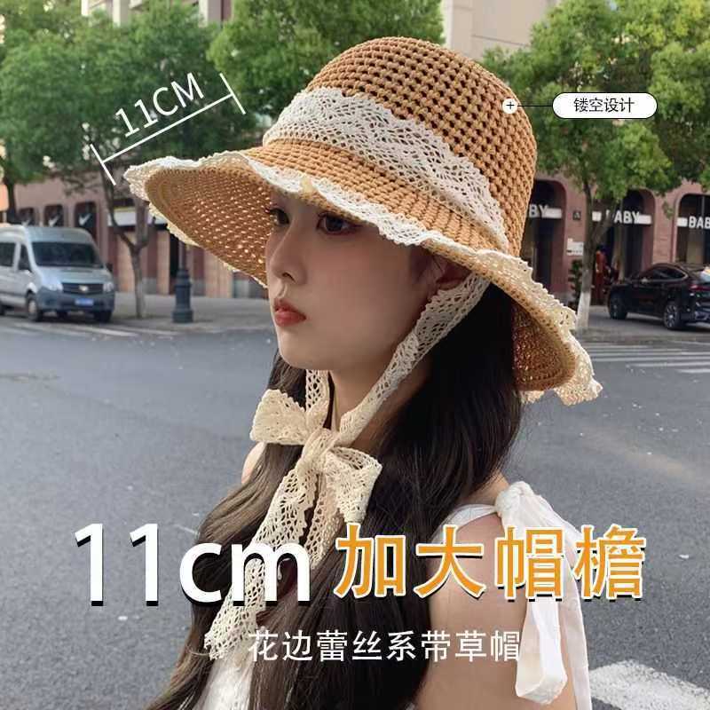 夏季草编蝴蝶空顶防晒帽海边沙滩可折叠遮阳帽休闲百搭拍照太阳帽