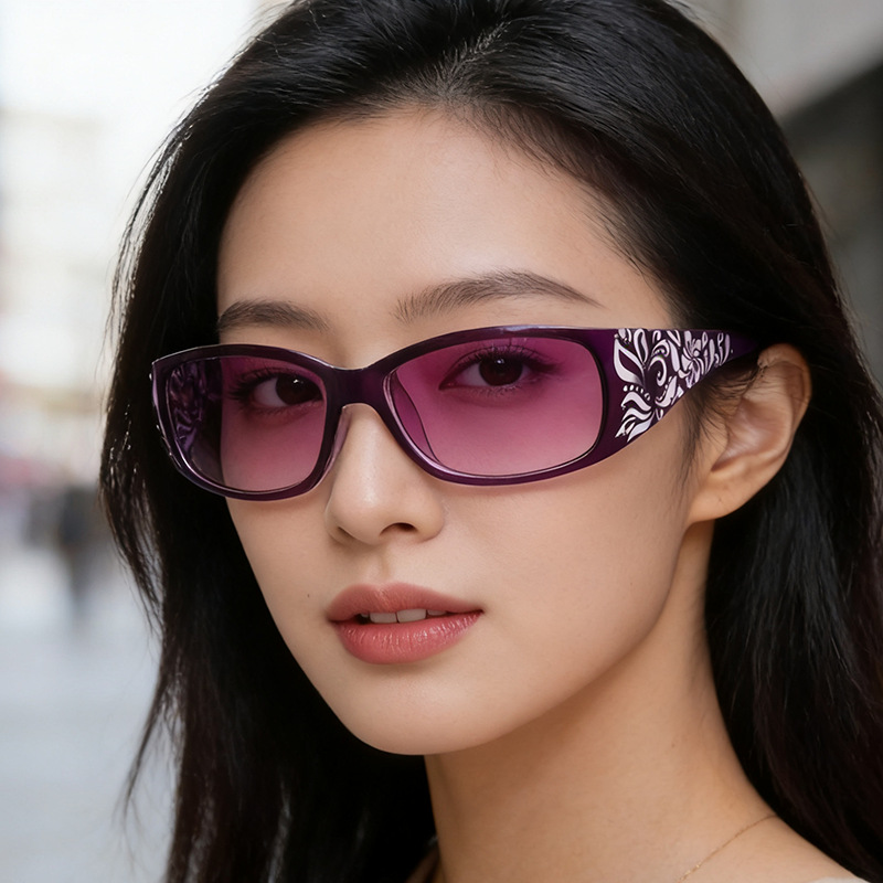 网红新款镭射镶钻太阳镜女防紫外线渐变粉紫太阳眼镜百搭妈妈墨镜