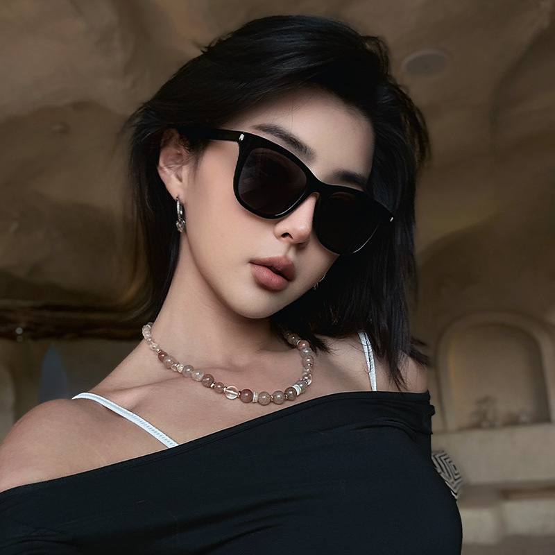 植伍新款韩系偏光太阳镜个性复古太阳眼镜女素颜街拍驾驶出行墨镜