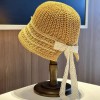 蝴蝶结镂空渔夫帽女夏季时尚防晒遮阳帽子2026新款显脸小草编盆帽