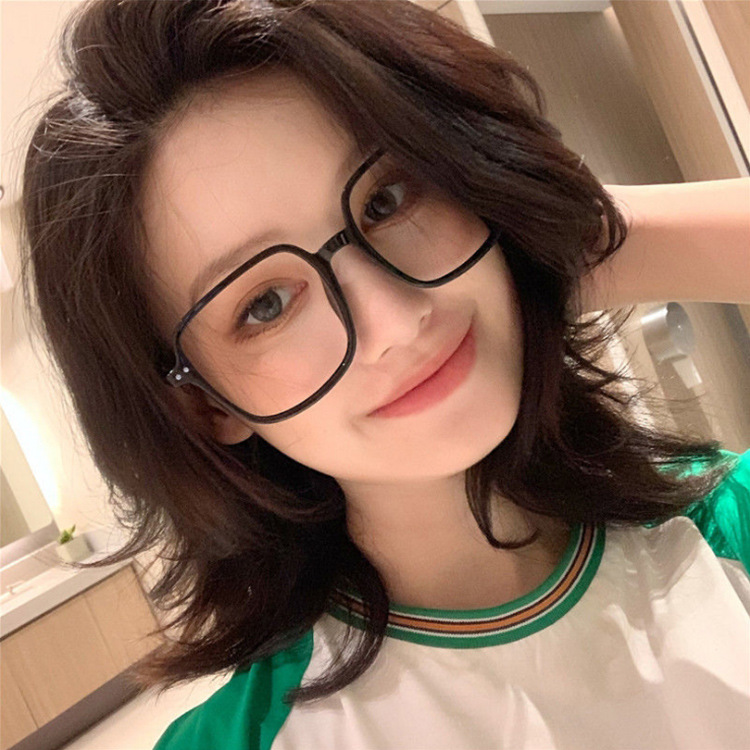 超轻网红女方框防蓝光护目眼镜ins抗辐射大脸显瘦百搭圆脸平光镜