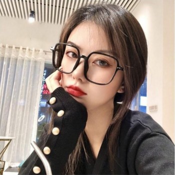 超轻网红女方框防蓝光护目眼镜ins抗辐射大脸显瘦百搭圆脸平光镜
