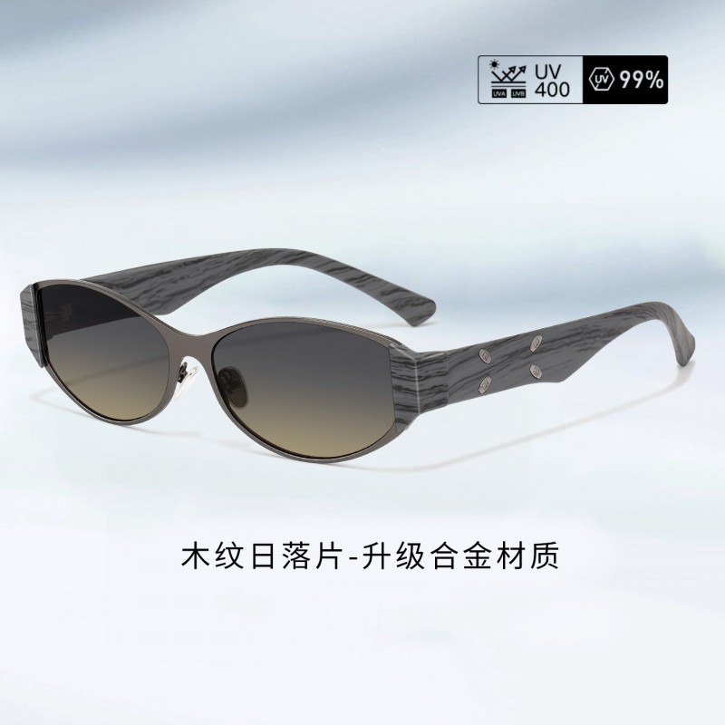 墨镜女款猫眼防紫外线个性高级感户外旅游白色腿窄框海边太阳眼镜