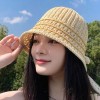 蝴蝶结镂空渔夫帽女夏季时尚防晒遮阳帽子2026新款显脸小草编盆帽
