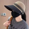 新款夏季女士防晒帽大檐空顶遮脸渔夫帽防紫外线沙滩太阳帽遮阳帽