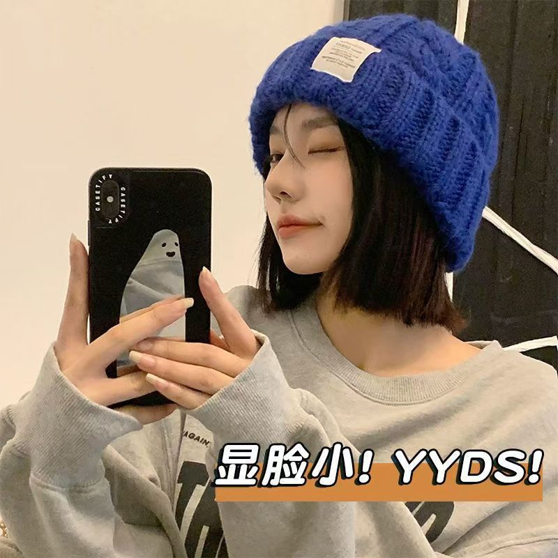毛线帽子女秋冬韩版潮网红保暖针织帽大头围韩国时尚纯色显脸小冬