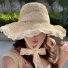 2025新款草帽女夏季出游防晒帽子蕾丝镂空草编沙滩海边大檐遮阳帽