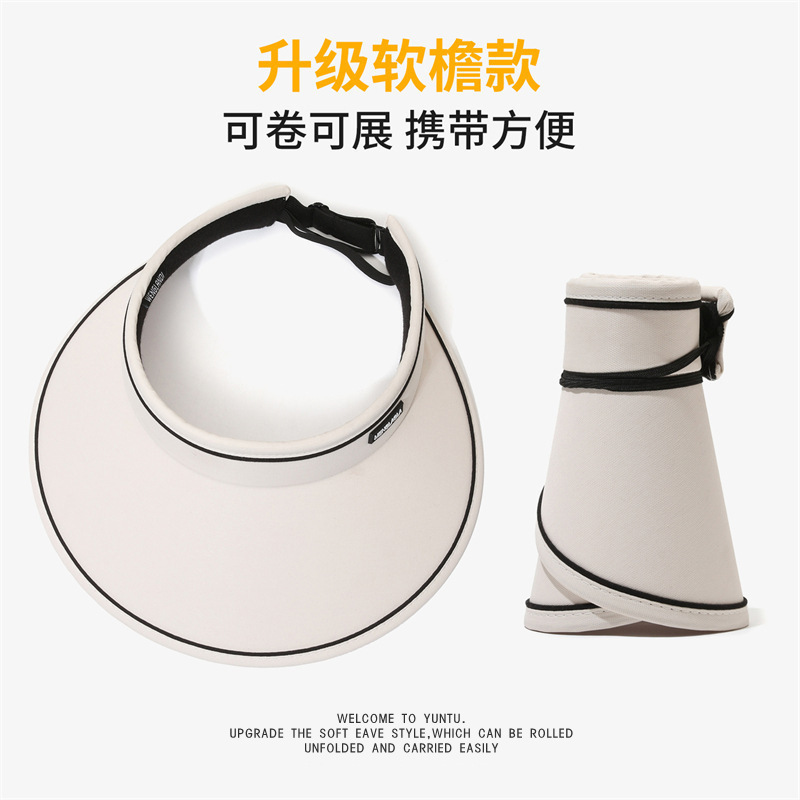 夏季大帽檐防晒帽可折叠空顶帽糖果色遮阳帽户外骑行女款太阳帽子