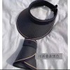 夏季网红同款时尚空顶防紫外线遮阳黑胶草帽大檐小标UV防晒帽女潮
