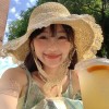 日系ins甜美编织蕾丝系带草编帽 夏天防晒防紫外线小清新沙滩帽子
