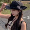 户外登山钓鱼防晒帽加大檐网眼遮阳帽男女可调节抽绳渔夫帽