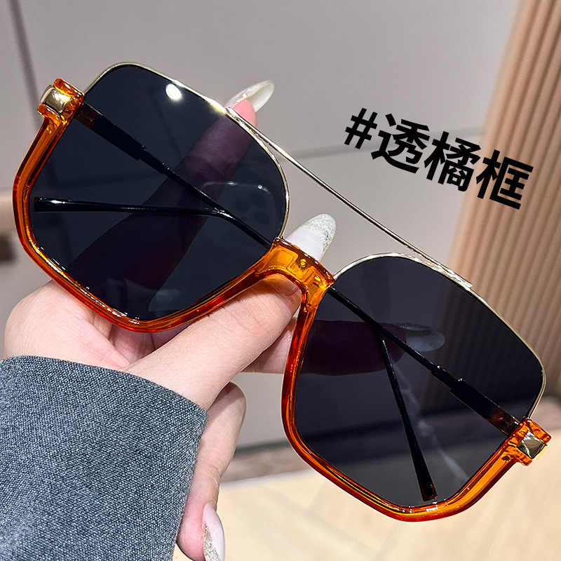 6618复古茶色大框墨镜女网红方形大脸显瘦素颜眼镜防紫外线太阳镜