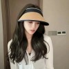 夏季网红同款时尚空顶防紫外线遮阳黑胶草帽大檐小标UV防晒帽女潮