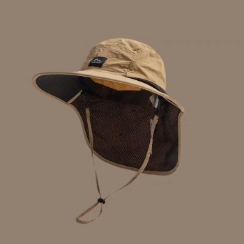 户外露营披肩防晒帽子女夏季大檐防紫外线护颈遮阳帽男钓鱼渔夫帽