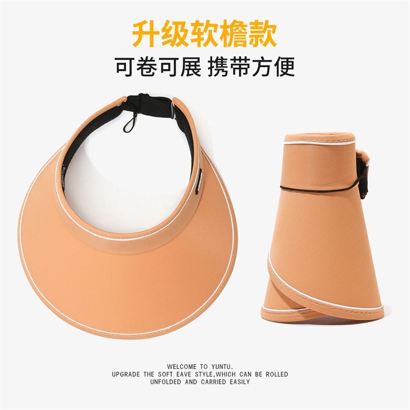夏季大帽檐防晒帽可折叠空顶帽糖果色遮阳帽户外骑行女款太阳帽子