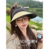 夏季网红同款时尚空顶防紫外线遮阳黑胶草帽大檐小标UV防晒帽女潮