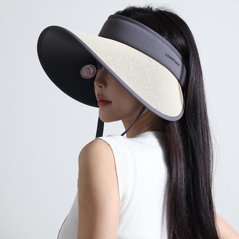 2025新款护颈夏季防紫外线空顶遮阳女 可折叠加大檐防晒空顶帽子