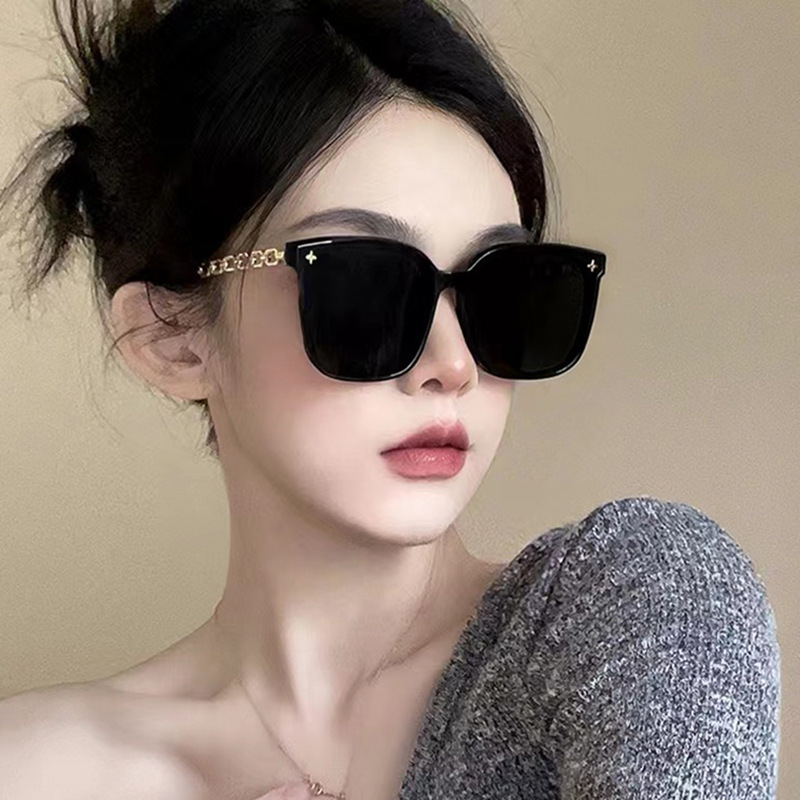 新款墨镜女高级感ins网红款防紫外线太阳镜大框圆脸显瘦眼镜批发