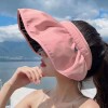 夏季黑胶防晒帽女新款遮阳帽空顶太阳帽子透气贝壳帽沙滩帽批发