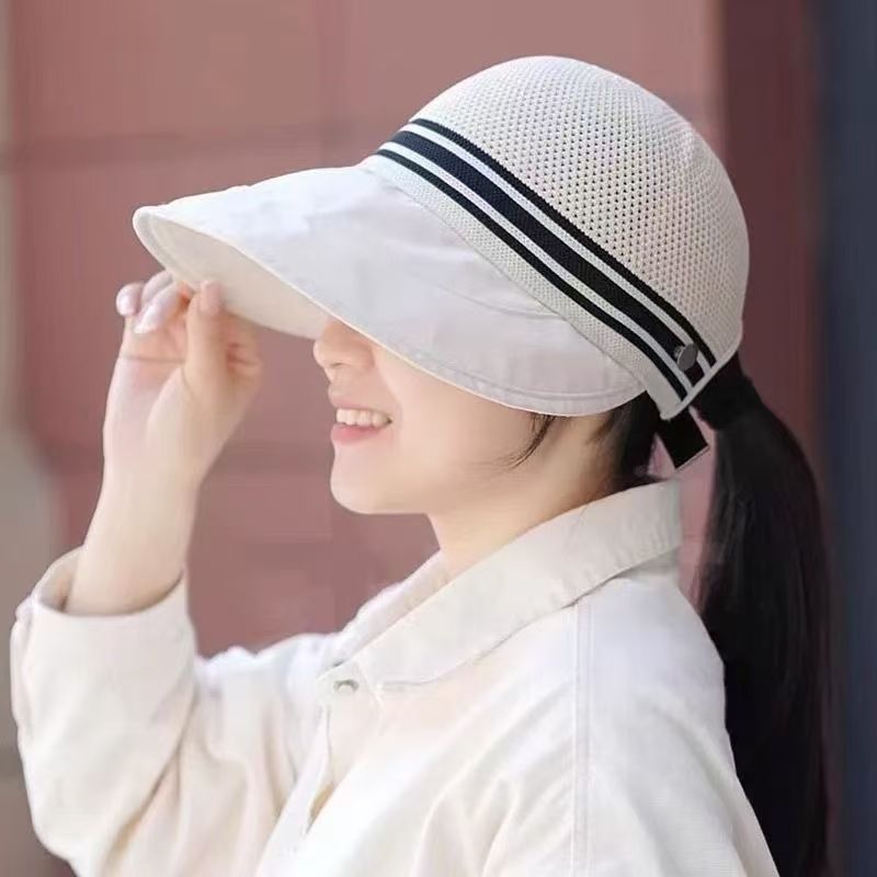 新款夏季女士防晒帽大檐空顶遮脸渔夫帽防紫外线沙滩太阳帽遮阳帽