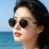 新款金属椭圆墨镜女素颜太阳眼镜女小框时髦高智感超轻遮阳太阳镜
