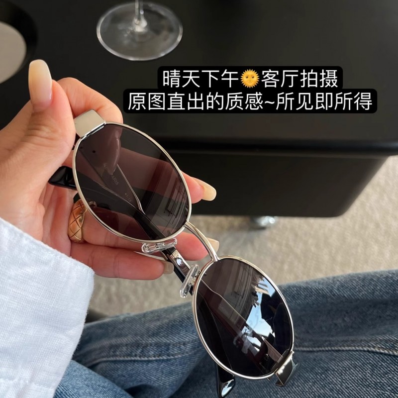 老钱风金属猫眼墨镜女高级感复古太阳眼镜小框显瘦松弛网红墨镜女