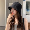 日系纯色针织镂空渔夫帽子女春夏季2025新款透气遮阳防晒帽子盆帽