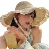 2025新款草帽女夏季出游防晒帽子蕾丝镂空草编沙滩海边大檐遮阳帽