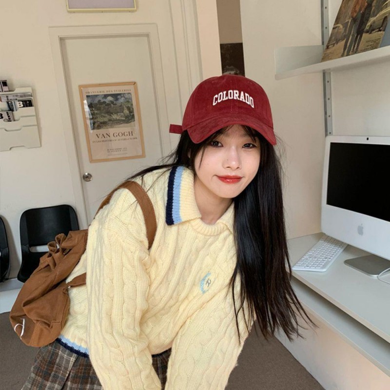 帽子女弯檐百搭简约刺绣显脸小鸭舌帽潮软顶棒球男女批发大帽檐