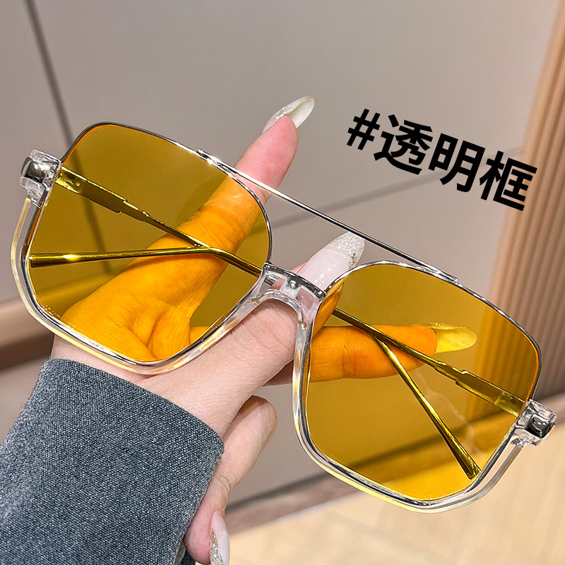 6618复古茶色大框墨镜女网红方形大脸显瘦素颜眼镜防紫外线太阳镜
