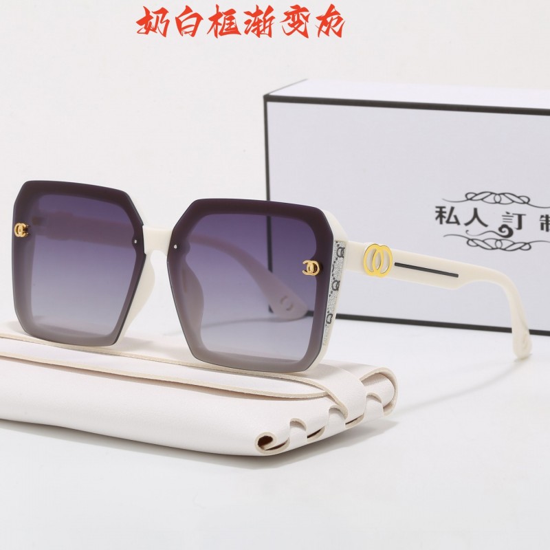 塑料牙太阳镜女款2026新款大框显脸小开车小香风墨镜防晒太阳眼镜
