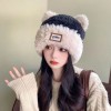 新款冬季毛绒帽女网红百搭帽粉色包头2024显脸小冷帽保暖大头围针
