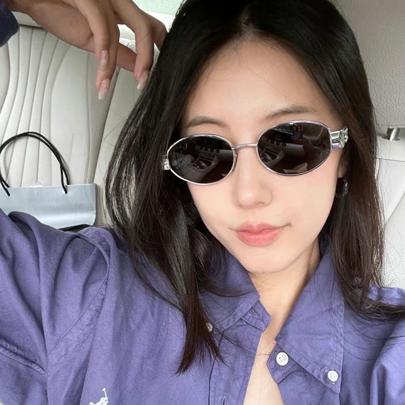 老钱风金属猫眼墨镜女高级感复古太阳眼镜小框显瘦松弛网红墨镜女