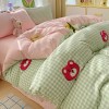 糯糯棉少女心毛巾绣水洗棉1.8m床笠四件套学生卡通被套床单三件套