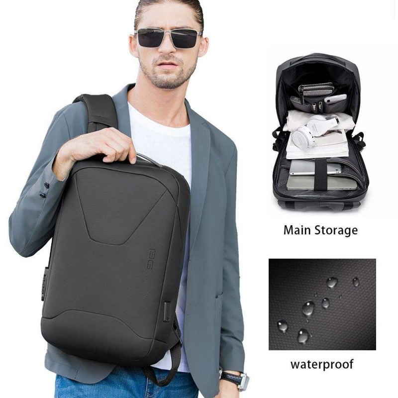 BANGE新品防水背包男士商务通勤双肩包usb电脑包跨境backpack