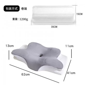 跨境亚马逊蝶形颈椎专用枕头枕芯护颈椎助睡眠牛角记忆棉蝴蝶枕头